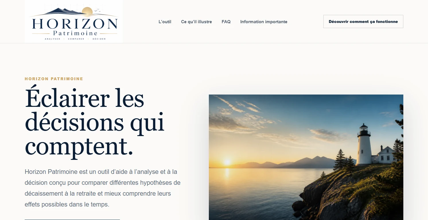 HORIZON Patrimoine — outil d’aide à la décision développé par Patrick Charette